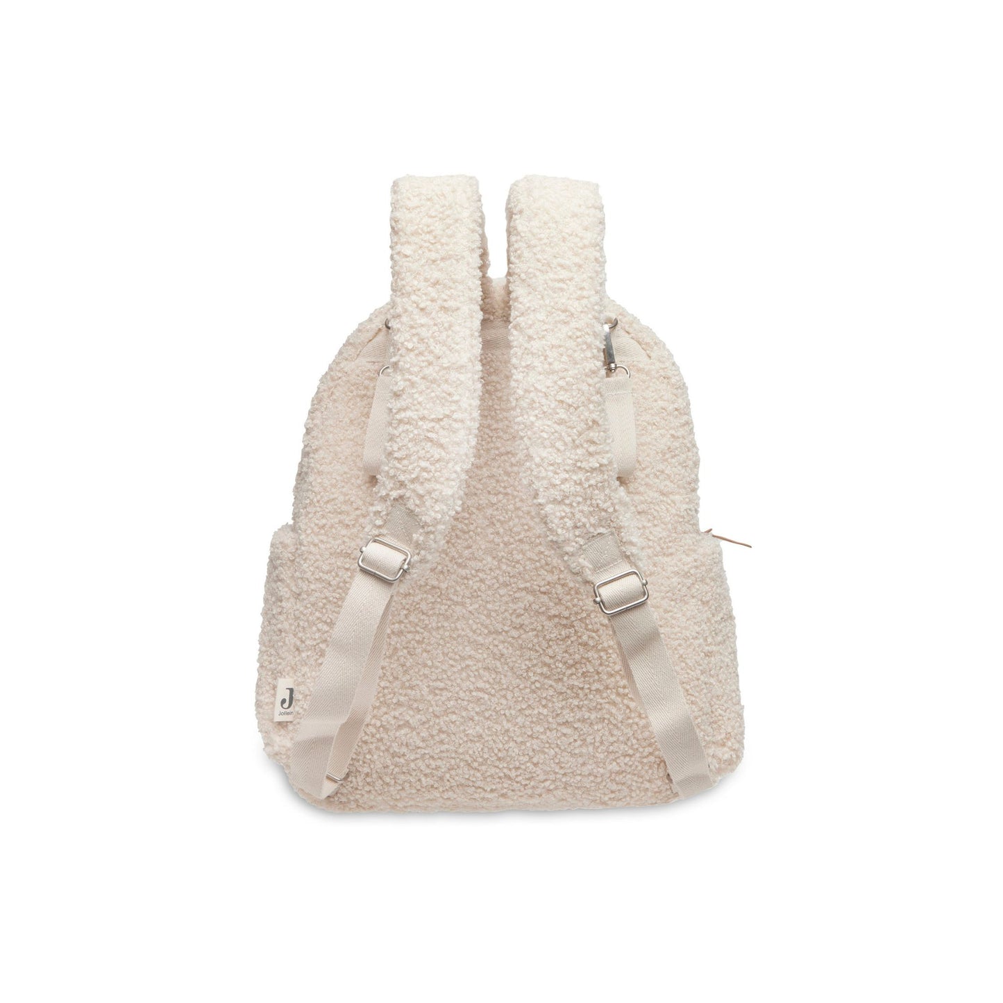Wickeltasche Rucksack Beige in Teddy Optik Schultergurte