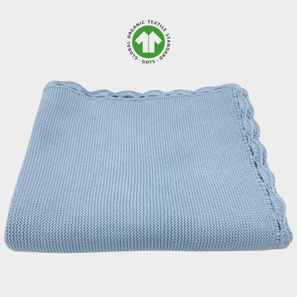 Babydecke Blau mit GOTS Siegel