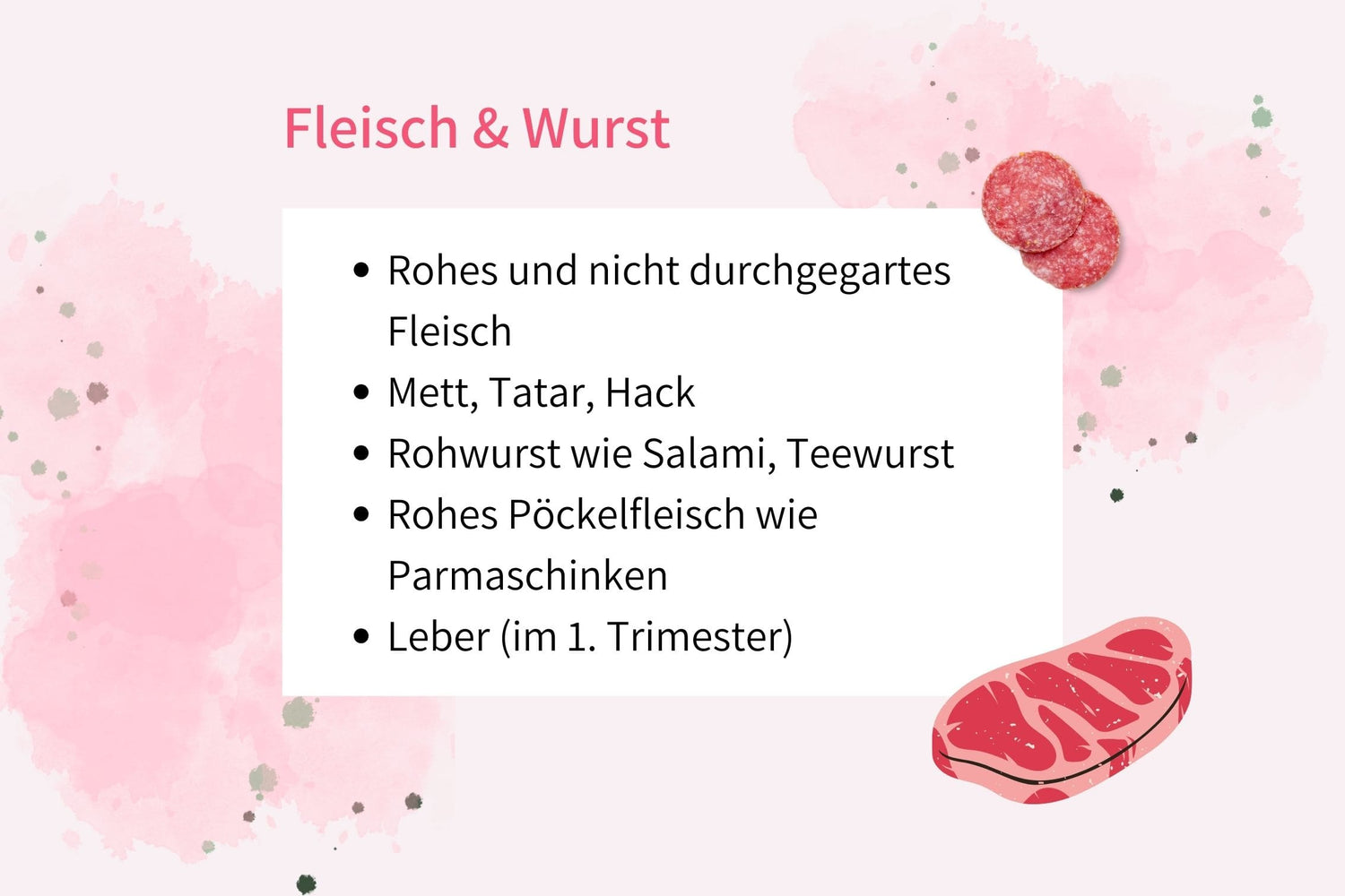 Beispiele für Fleisch & Wurst die Schwangere nicht essen sollten