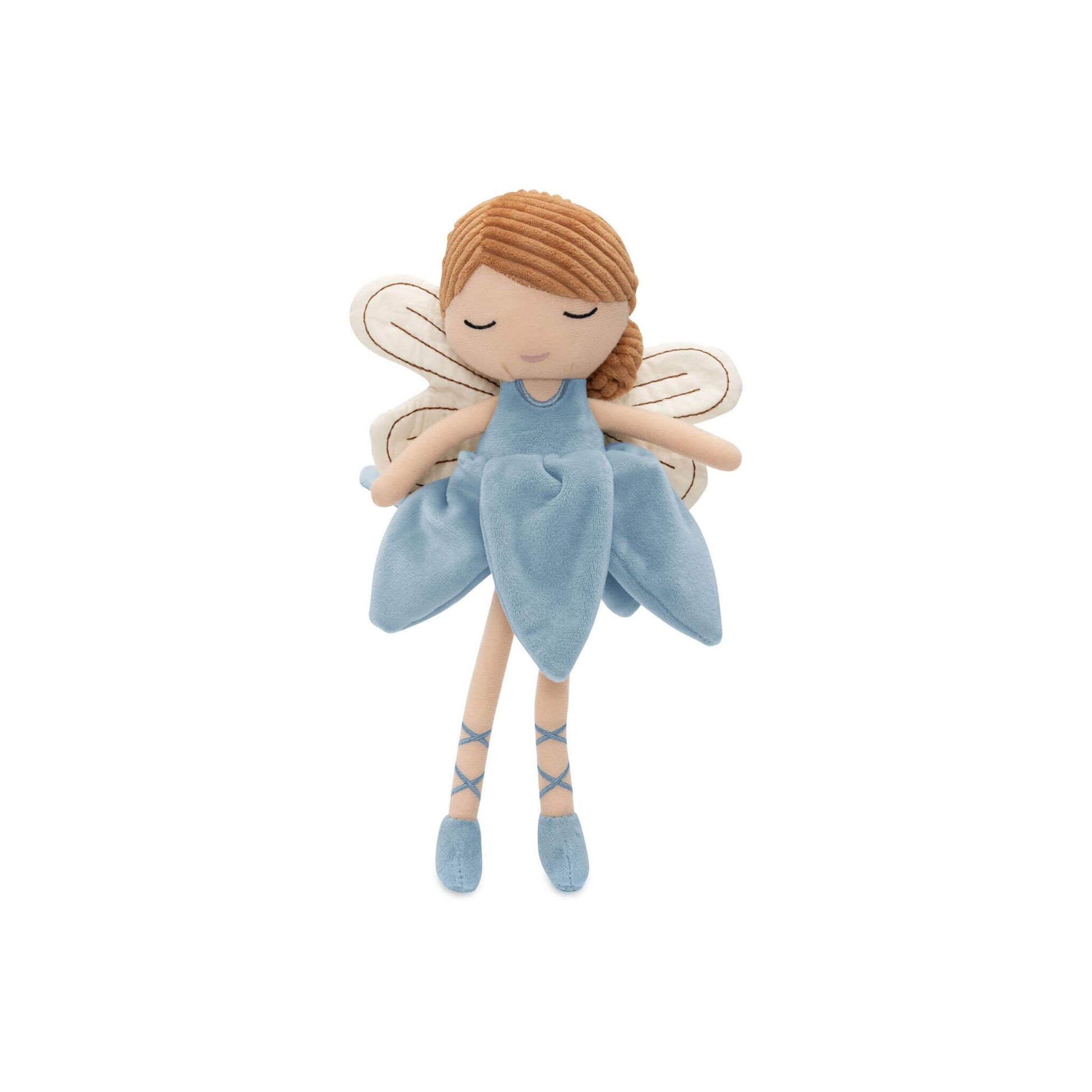 Baby Spielzeug Kuscheltier Fee Schutzengel mit hellblauem Kleid und Ballerina Schuhen