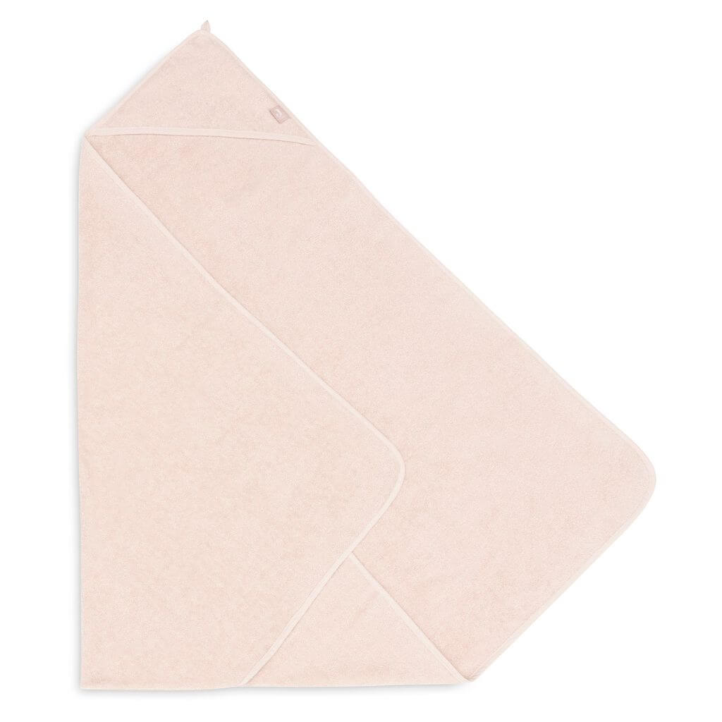 Baby Kapuzenhandtuch in rosa mit einer Seite eingeschlagen