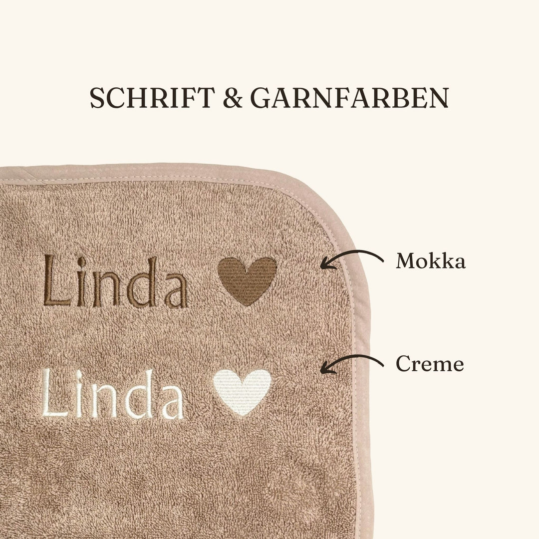 Garnfarben für das Nougat-Kapuzenhandtuch: Mokka und Creme im Vergleich 