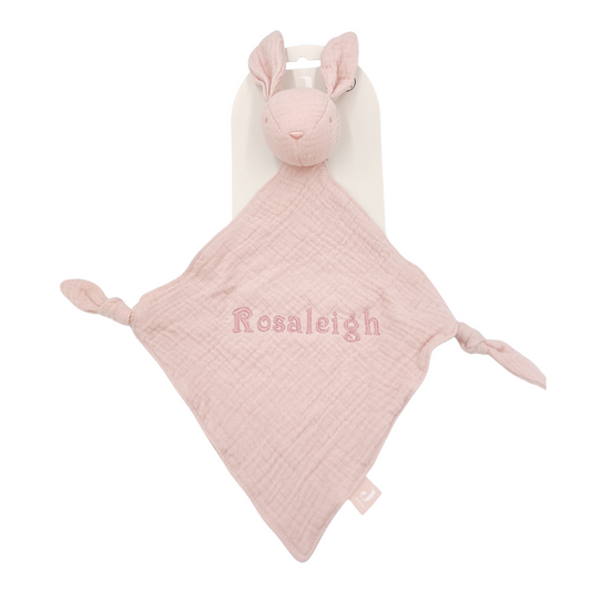 Schmusetuch Hase in Rosa personalisiert mit einem Namen